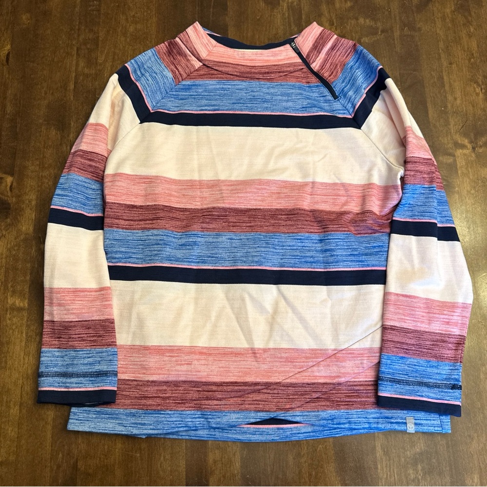 T By Talbots Sweatshirt Stripes‎ Long Sleeve Knit Size L Cozy Athleisure Travel